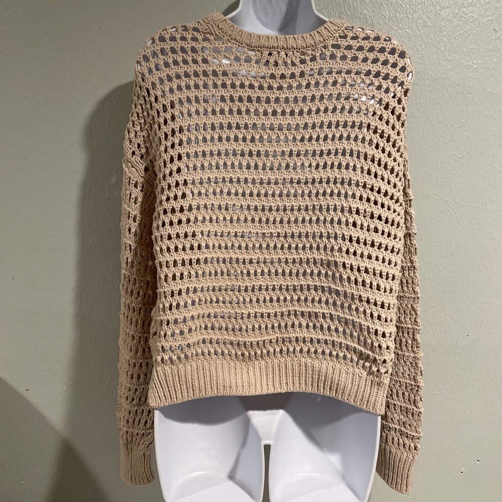 Rsq Open Knit‎ Pullover Knit Sweater Tan Wheat Neutral Sz Medium - Picture 3 of 4
